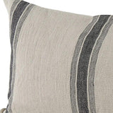 13" X 21" Beige and Black Striped Linen Throw Pillow Cover - Homeroots