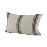 13" X 21" Beige and Black Striped Linen Throw Pillow Cover - Homeroots