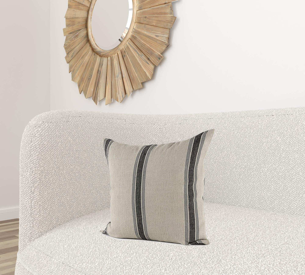 Beige And Black Striped Pillow Cover - Homeroots - Flyclothing LLC