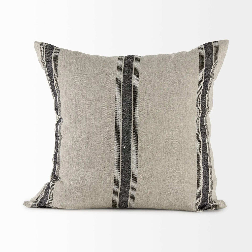 Beige And Black Striped Pillow Cover - Homeroots - Flyclothing LLC