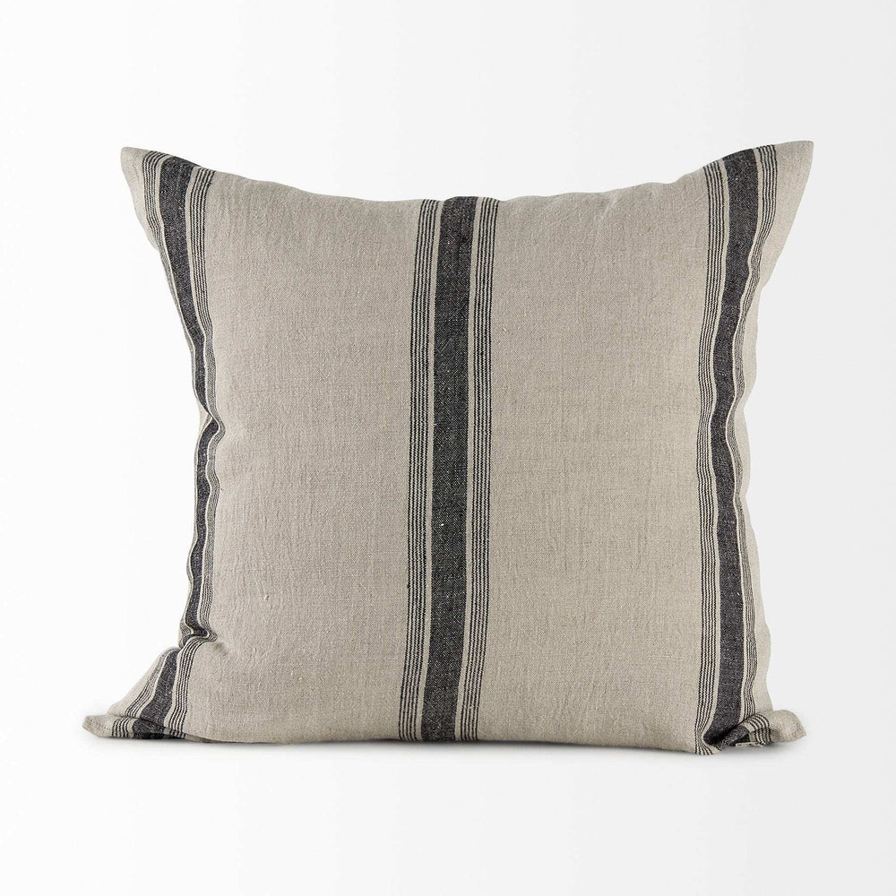 Beige And Black Striped Pillow Cover - Homeroots - Flyclothing LLC