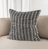 18" Gray and Black Ikat Linen Throw Pillow Cover - Homeroots