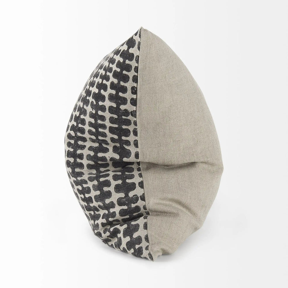 18" Gray and Black Ikat Linen Throw Pillow Cover - Homeroots