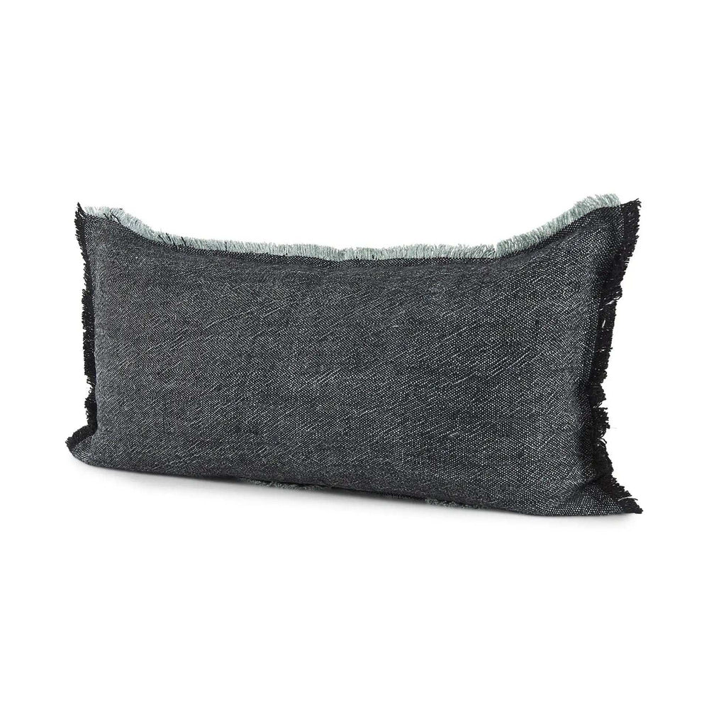 Dark Gray Fringed Lumbar Throw Pillow Cover - Homeroots - Flyclothing LLC