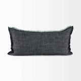 Dark Gray Fringed Lumbar Throw Pillow Cover - Homeroots - Flyclothing LLC