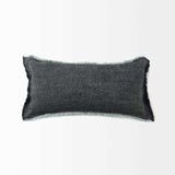 Dark Gray Fringed Lumbar Throw Pillow Cover - Homeroots - Flyclothing LLC
