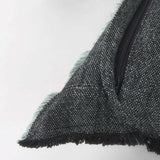 Dark Gray Fringed Lumbar Throw Pillow Cover - Homeroots - Flyclothing LLC