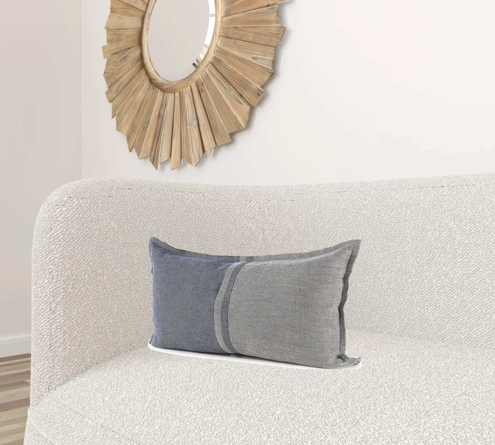 Gray And Blue Color Block Lumbar Pillow Cover - Homeroots - Flyclothing LLC