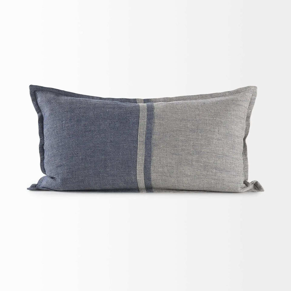 Gray And Blue Color Block Lumbar Pillow Cover - Homeroots - Flyclothing LLC
