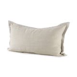 14" X 26" Beige Linen Throw Pillow Cover - Homeroots