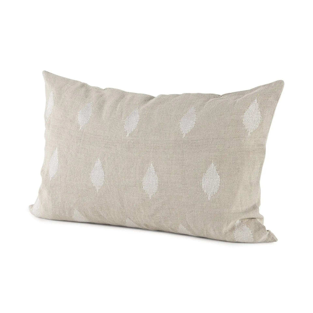Beige And White Patterned Lumbar Pillow Cover - Homeroots - Flyclothing LLC
