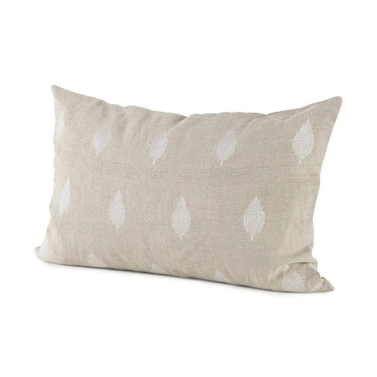 Beige And White Patterned Lumbar Pillow Cover - Homeroots - Flyclothing LLC