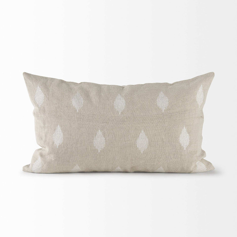 Beige And White Patterned Lumbar Pillow Cover - Homeroots - Flyclothing LLC