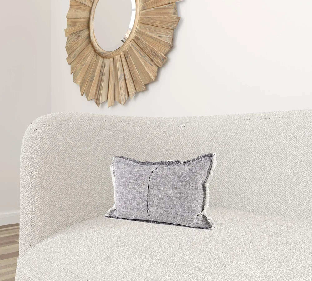 Light Gray Fringed Lumbar Throw Pillow Cover - Homeroots - Flyclothing LLC
