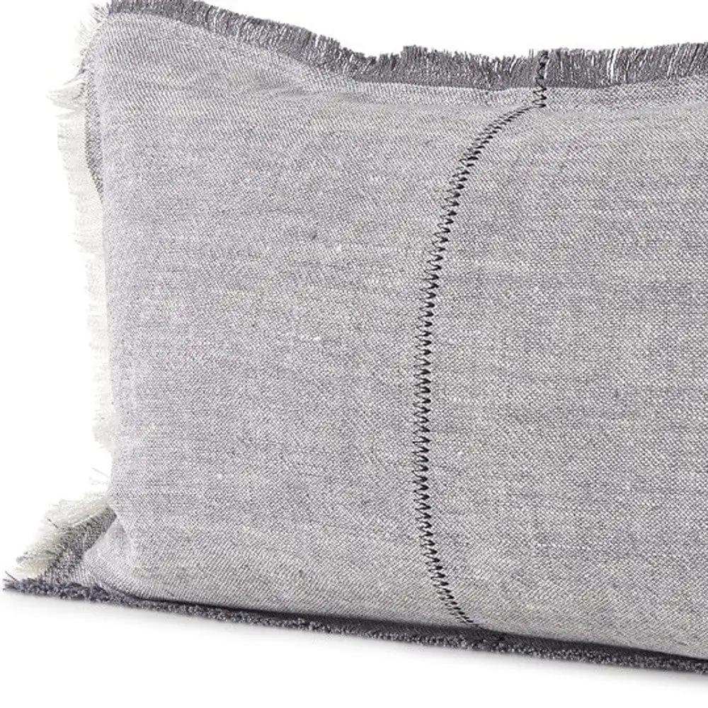Light Gray Fringed Lumbar Throw Pillow Cover - Homeroots - Flyclothing LLC