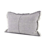 Light Gray Fringed Lumbar Throw Pillow Cover - Homeroots - Flyclothing LLC