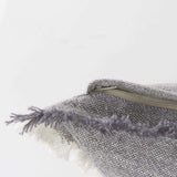 Light Gray Fringed Lumbar Throw Pillow Cover - Homeroots - Flyclothing LLC
