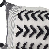 White And Gray Fringed Lumbar Pillow Cover - Homeroots - Flyclothing LLC