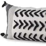 White And Gray Fringed Lumbar Pillow Cover - Homeroots - Flyclothing LLC