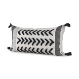 White And Gray Fringed Lumbar Pillow Cover - Homeroots - Flyclothing LLC