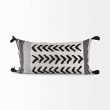 White And Gray Fringed Lumbar Pillow Cover - Homeroots - Flyclothing LLC