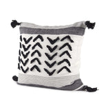 White And Gray Fringed Pillow Cover - Homeroots - Flyclothing LLC