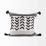 White And Gray Fringed Pillow Cover - Homeroots - Flyclothing LLC
