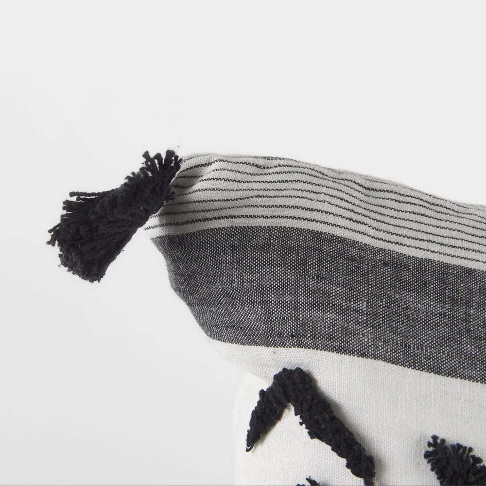 White And Gray Fringed Pillow Cover - Homeroots - Flyclothing LLC