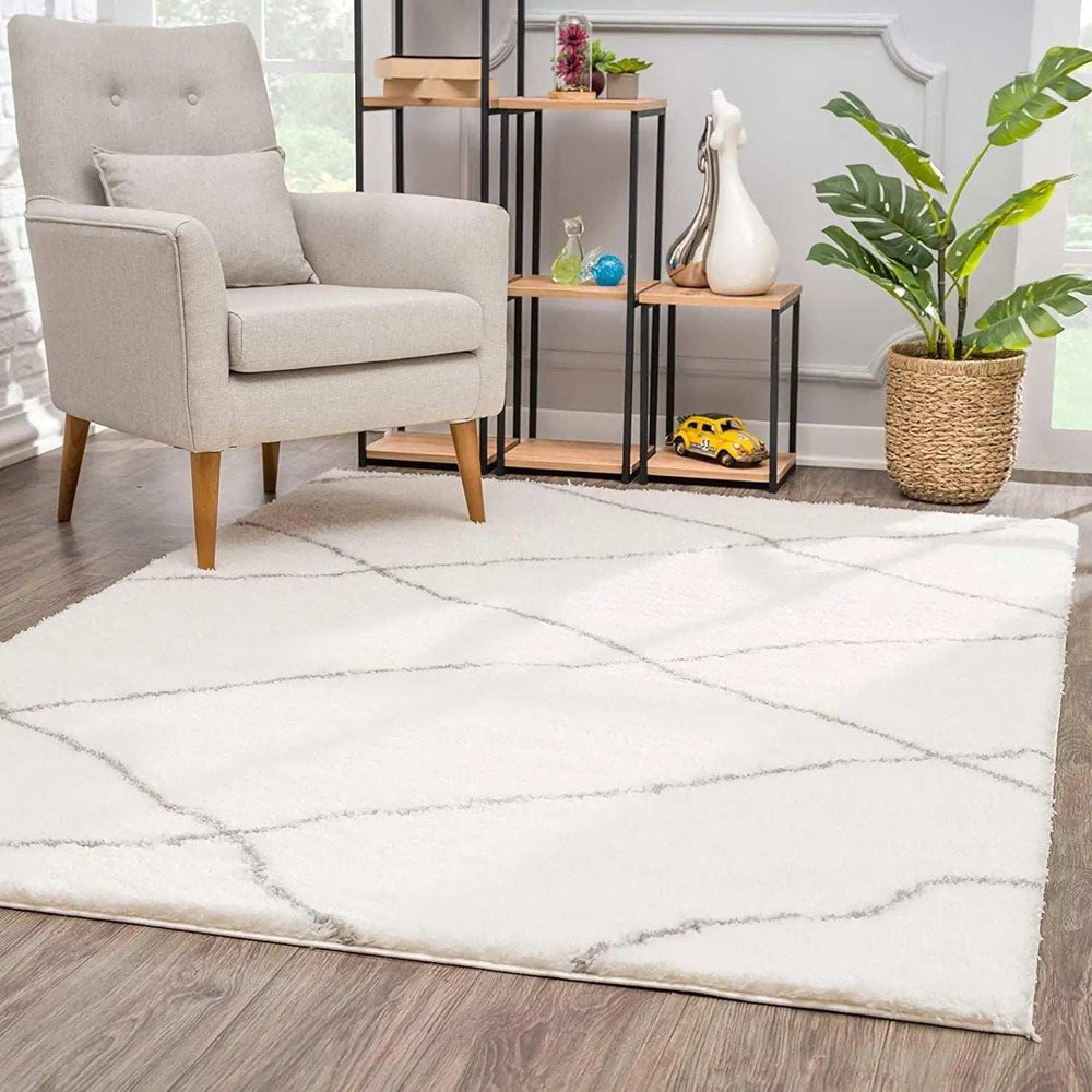 3' X 5' Ivory Modern Uneven Lattice Area Rug - Homeroots - Flyclothing LLC
