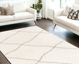 8' X 11' Ivory Modern Uneven Lattice Area Rug - Homeroots - Flyclothing LLC