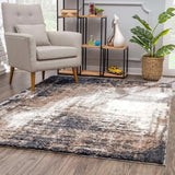 4' X 6' Ivory And Navy Retro Modern Area Rug - Homeroots - Flyclothing LLC