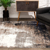 5' X 8' Ivory And Navy Retro Modern Area Rug - Homeroots - Flyclothing LLC