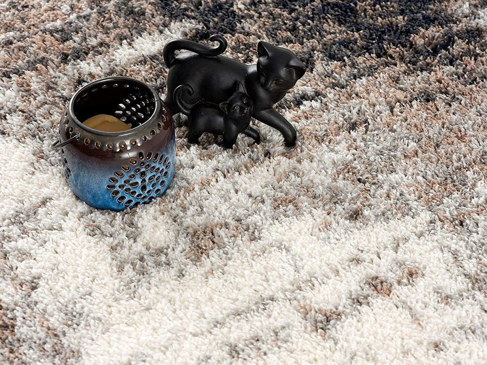 5' X 8' Ivory And Navy Retro Modern Area Rug - Homeroots - Flyclothing LLC