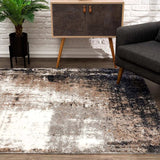 8' X 11' Ivory And Navy Retro Modern Area Rug - Homeroots - Flyclothing LLC
