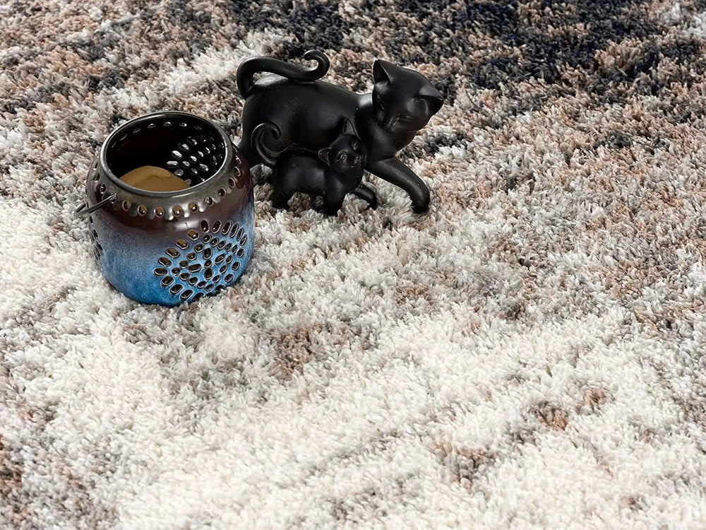 8' X 11' Ivory And Navy Retro Modern Area Rug - Homeroots - Flyclothing LLC