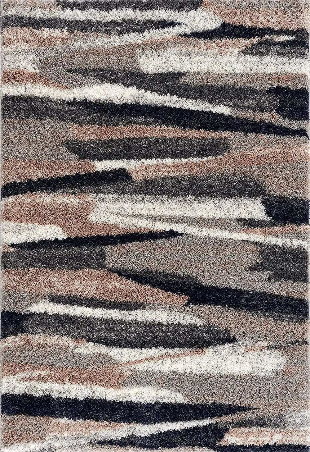 7' X 9' Gray And Black Strokes Area Rug - Homeroots - Flyclothing LLC
