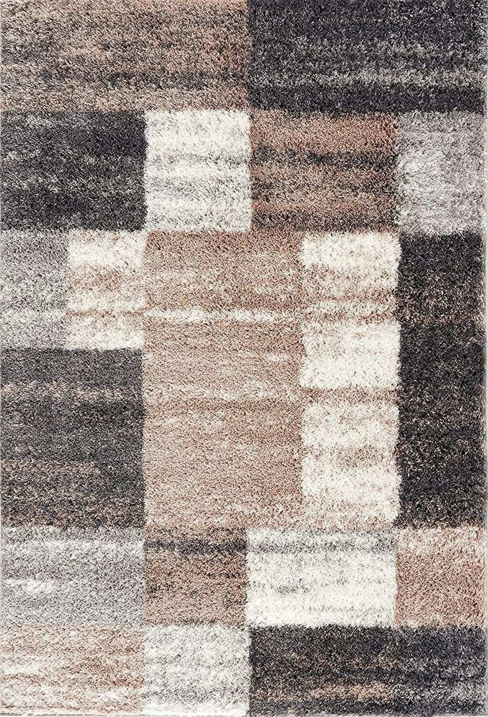 7' X 9' Beige Modern Blocks Area Rug - Homeroots - Flyclothing LLC