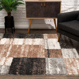 7' X 9' Beige Modern Blocks Area Rug - Homeroots - Flyclothing LLC