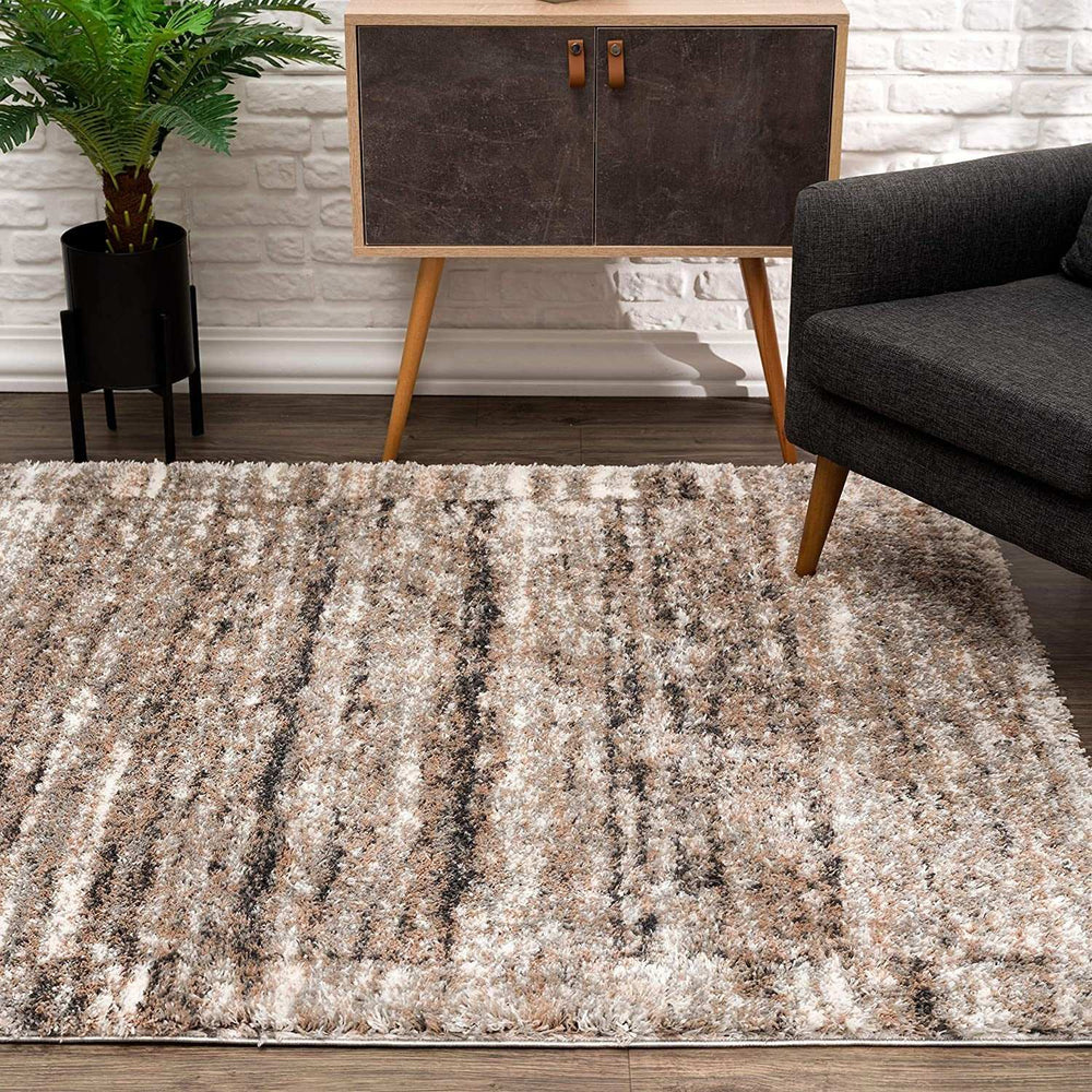 5' X 8' Ivory And Brown Retro Mod Area Rug - Homeroots - Flyclothing LLC