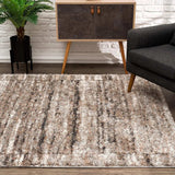7' X 9' Ivory And Brown Retro Mod Area Rug - Homeroots - Flyclothing LLC
