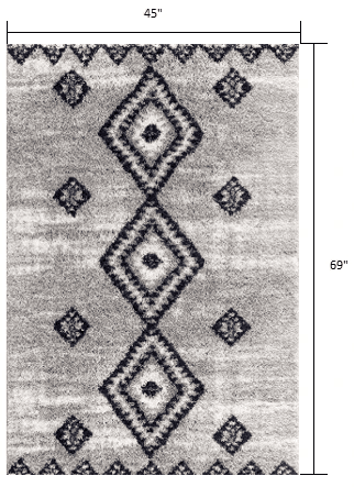 4' X 6' Gray And Navy Boho Chic Area Rug - Homeroots - Flyclothing LLC