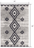 4' X 6' Gray And Navy Boho Chic Area Rug - Homeroots - Flyclothing LLC