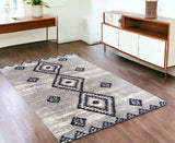 4' X 6' Gray And Navy Boho Chic Area Rug - Homeroots - Flyclothing LLC