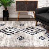5' X 8' Gray And Navy Boho Chic Area Rug - Homeroots - Flyclothing LLC