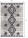5' X 8' Gray And Navy Boho Chic Area Rug - Homeroots - Flyclothing LLC