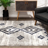 7' X 9' Gray And Navy Boho Chic Area Rug - Homeroots - Flyclothing LLC