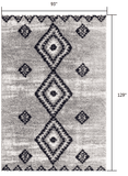 8' X 11' Gray And Navy Boho Chic Area Rug - Homeroots - Flyclothing LLC