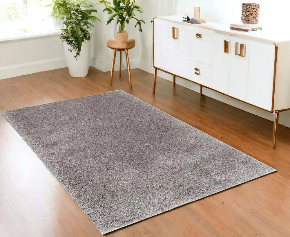 4' X 6' Gray Modern Solid Shag Area Rug - Homeroots - Flyclothing LLC
