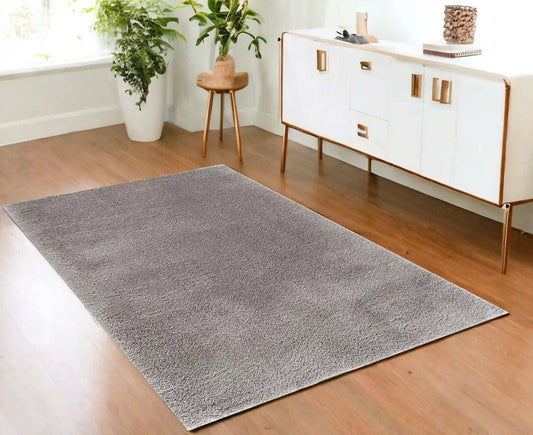 4' X 6' Gray Modern Solid Shag Area Rug - Homeroots - Flyclothing LLC