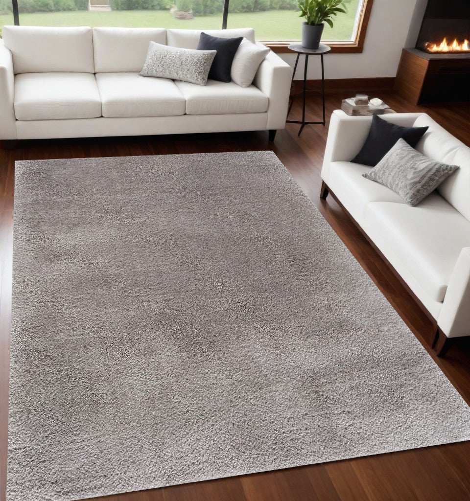 5' X 8' Gray Modern Solid Shag Area Rug - Homeroots - Flyclothing LLC